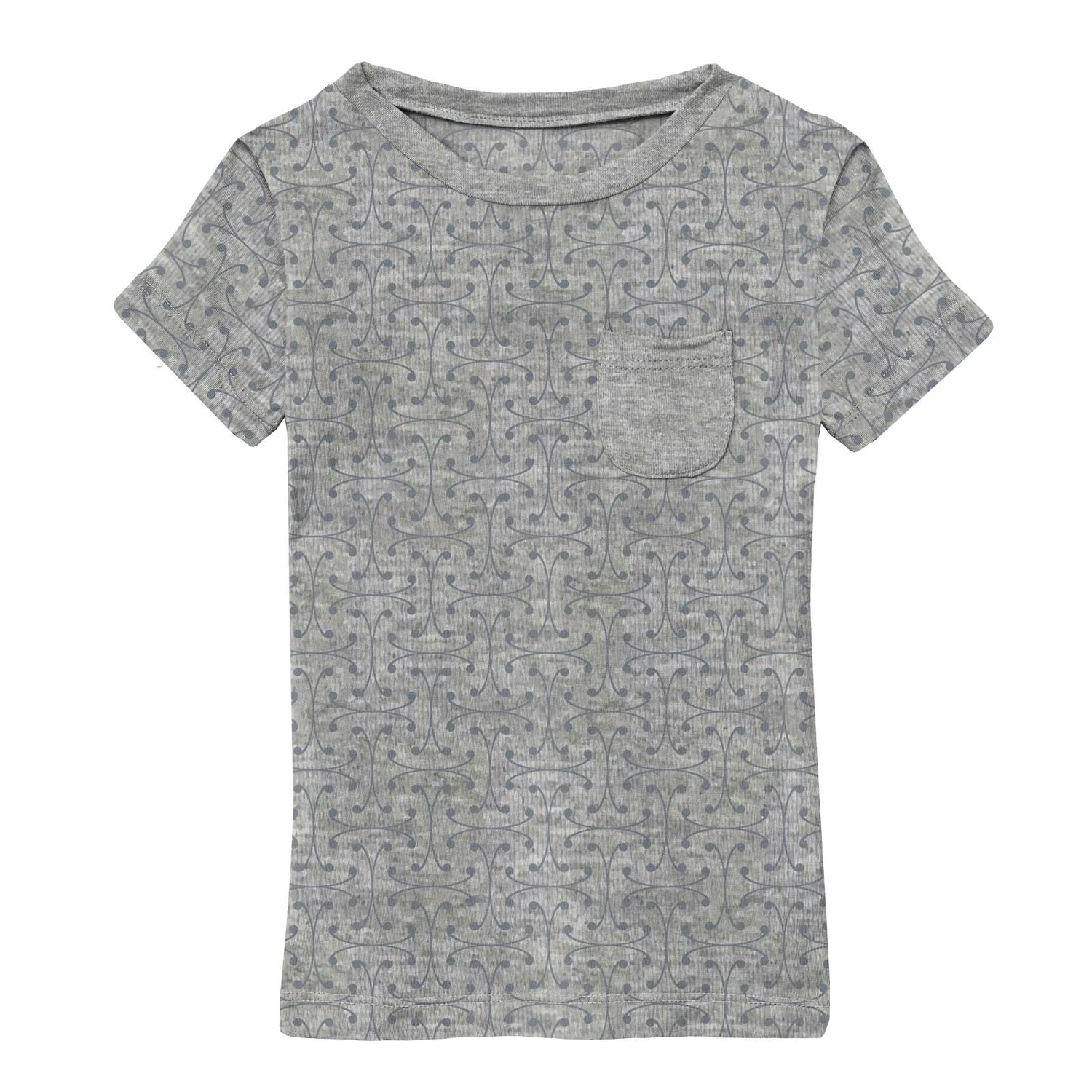 Print Tailored Fit Short Sleeve Tee with Tiny Pocket in Road Trip Lattice