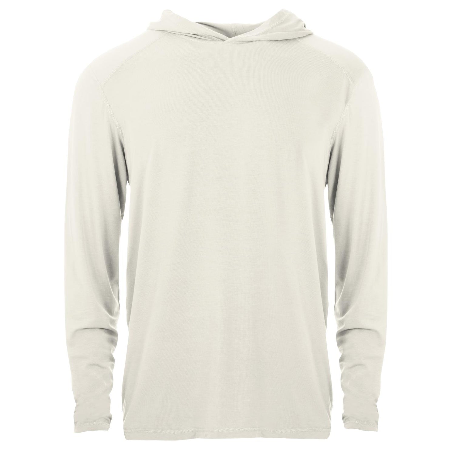 Men's Solid Long Sleeve Hooded Tee in Natural