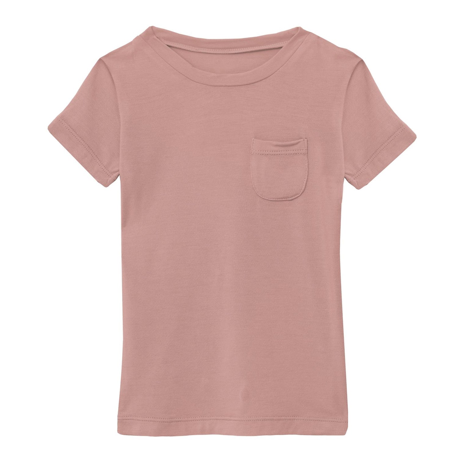 Tailored Fit Short Sleeve Tee with Tiny Pocket in Blush