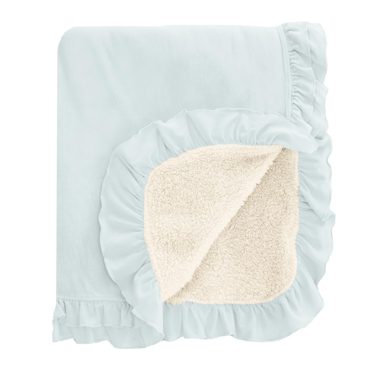 Sherpa-Lined Double Ruffle Toddler Blanket in Fresh Air