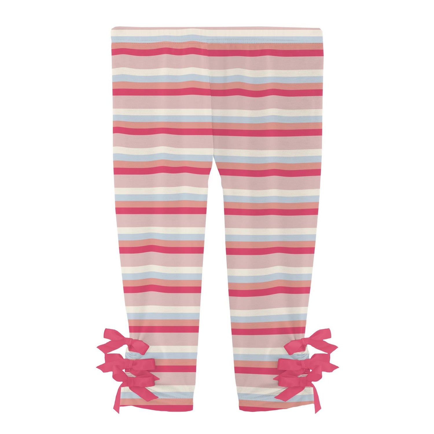 Print Leggings with Bows in Baby Rose Stripe