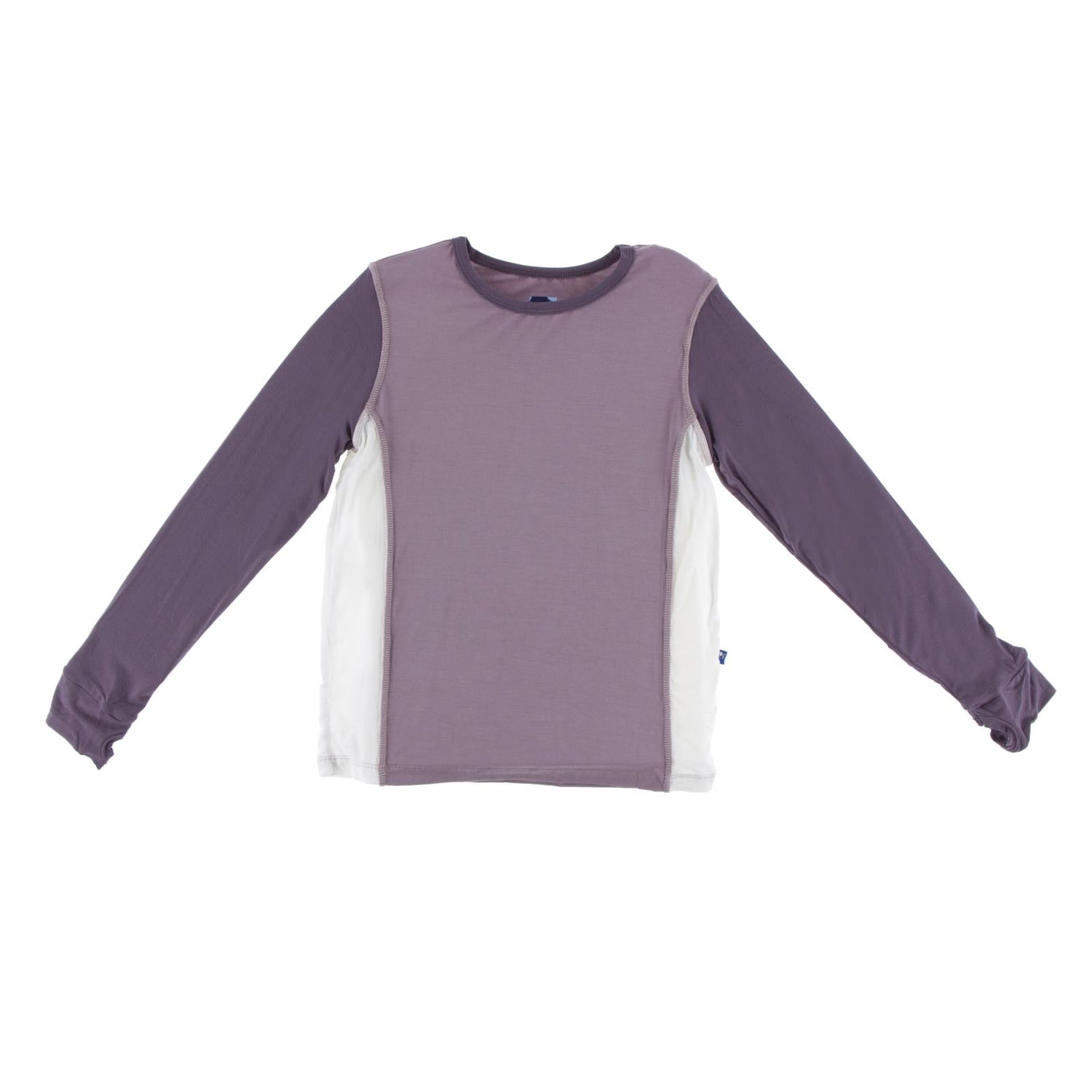 Long Sleeve Fitted Tee with Thumbhole in Elderberry/Natural/Fig