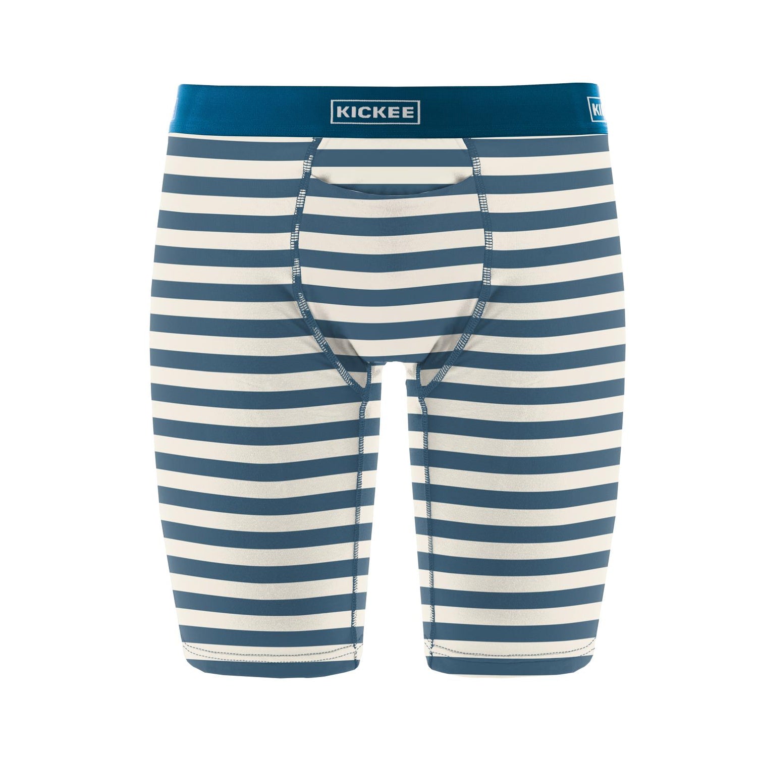 Men's Print Long Boxer Brief with Top Fly in Nautical Stripe