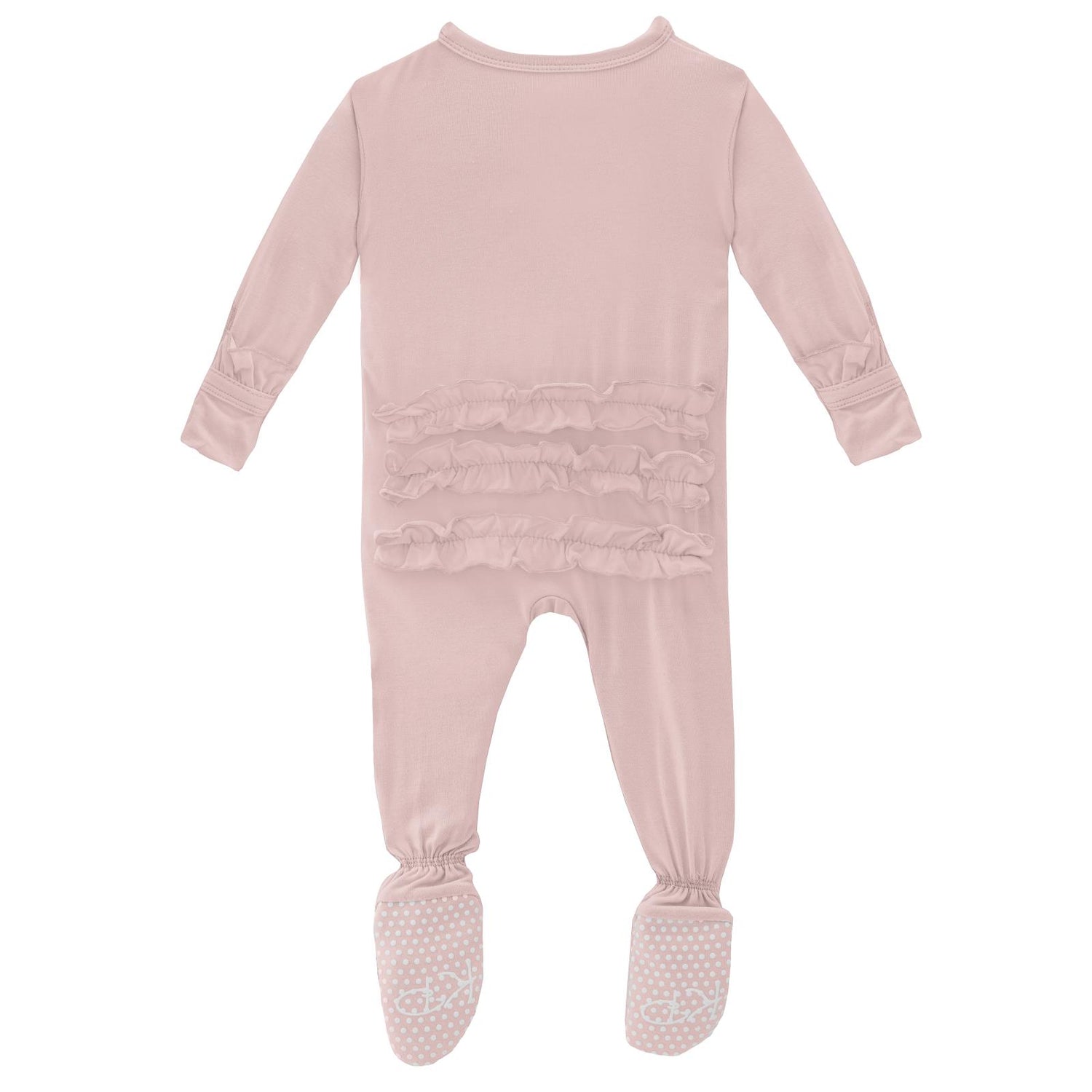 Classic Ruffle Footie with Zipper in Baby Rose