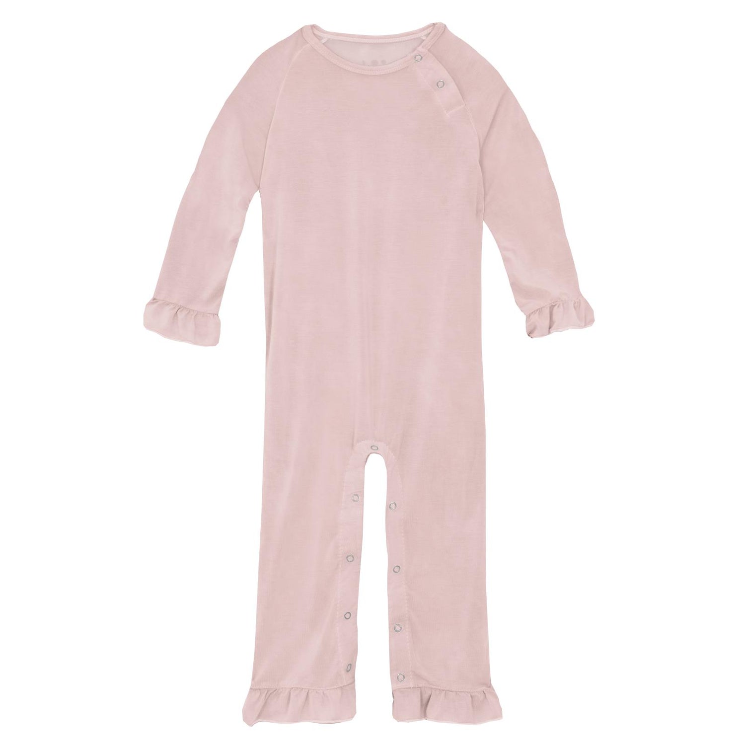 Ruffle Raglan Romper in Baby Rose