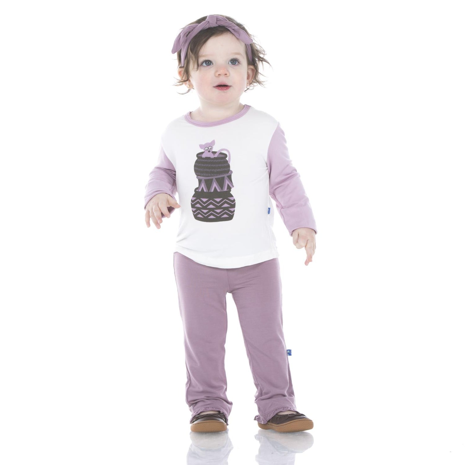 Long Sleeve Piece Print Playground Tee in Natural Bush Baby