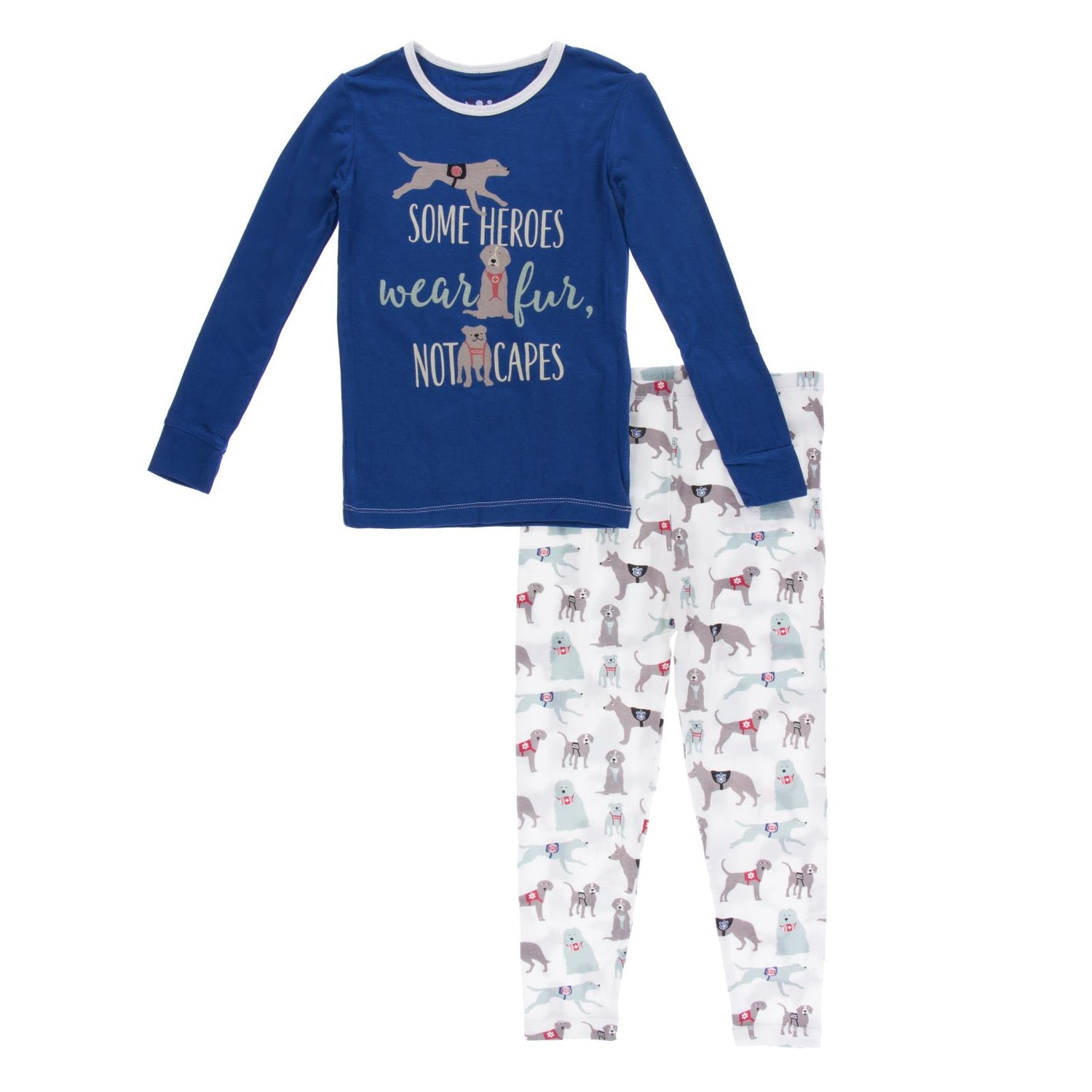 Piece Print Long Sleeve Pajama Set in Natural Canine First Responders