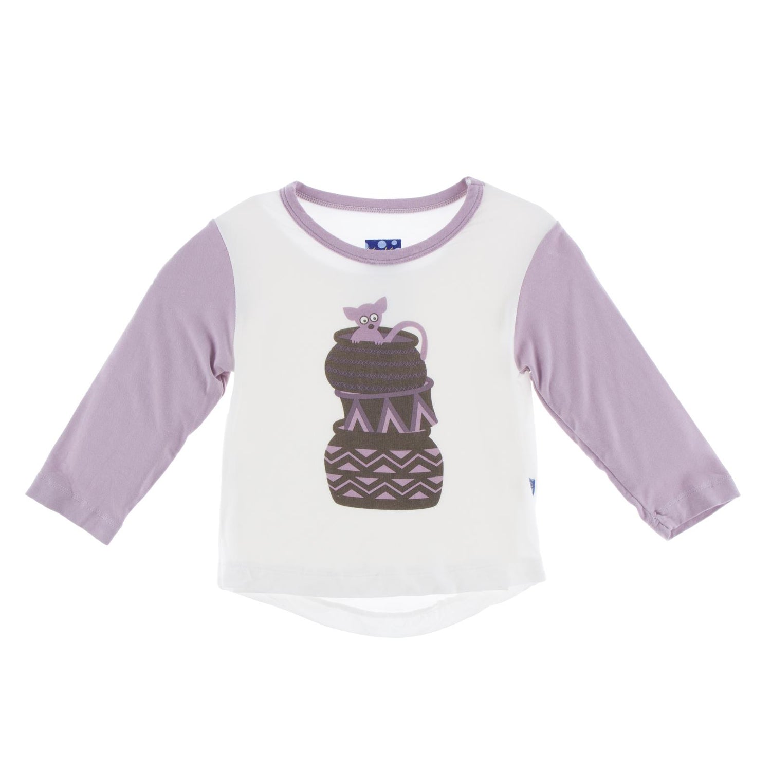 Long Sleeve Piece Print Playground Tee in Natural Bush Baby