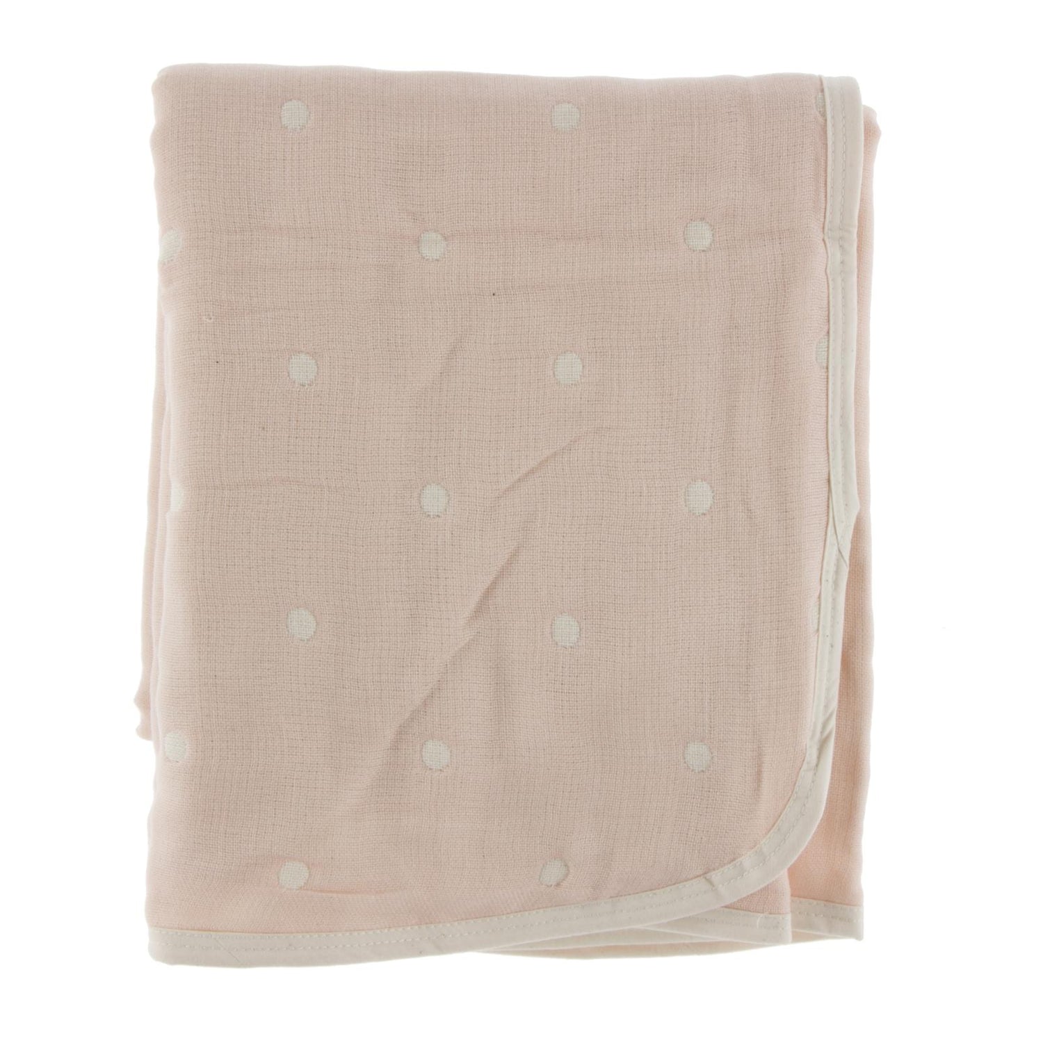 Jacquard Muslin Baby Blanket in Pink Polka Dot