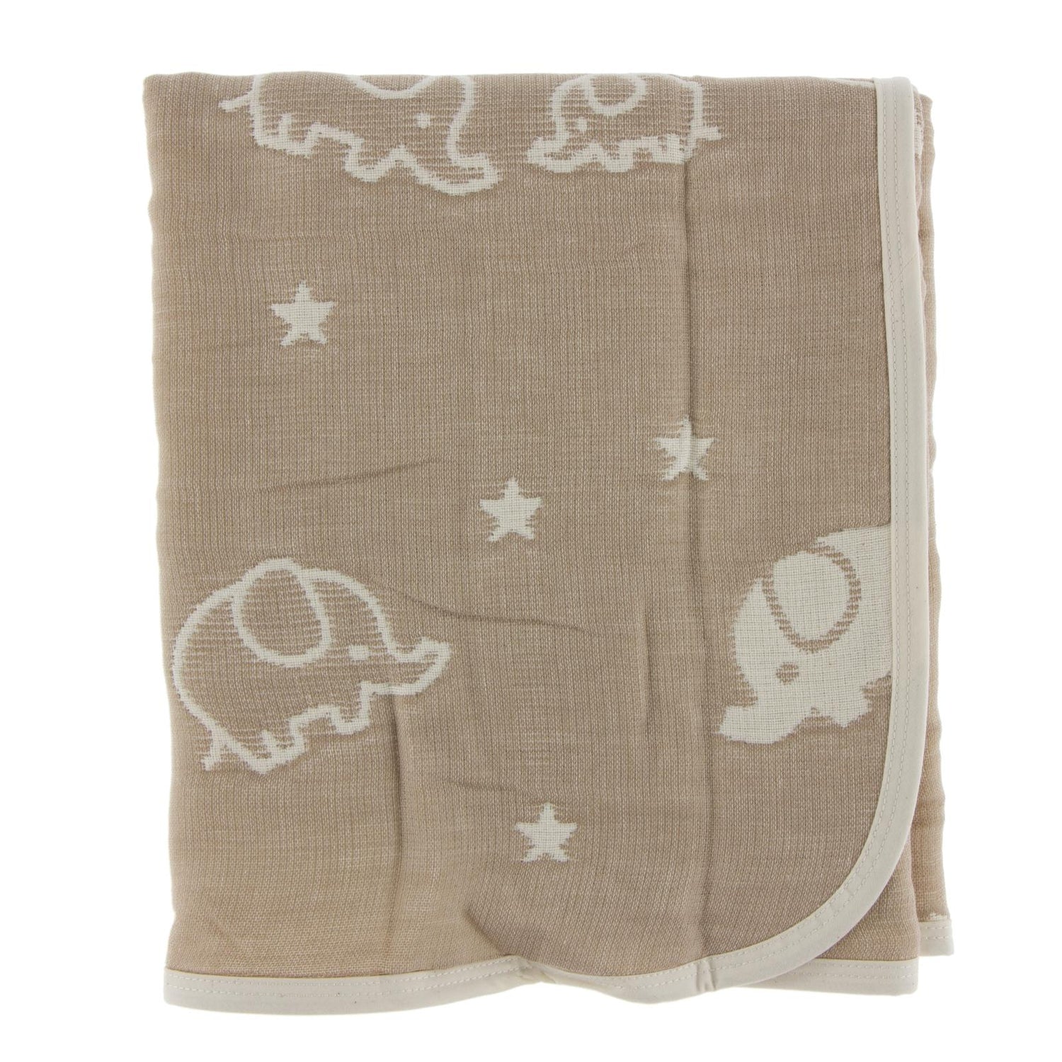 Jacquard Muslin Baby Blanket in Brown Elephant