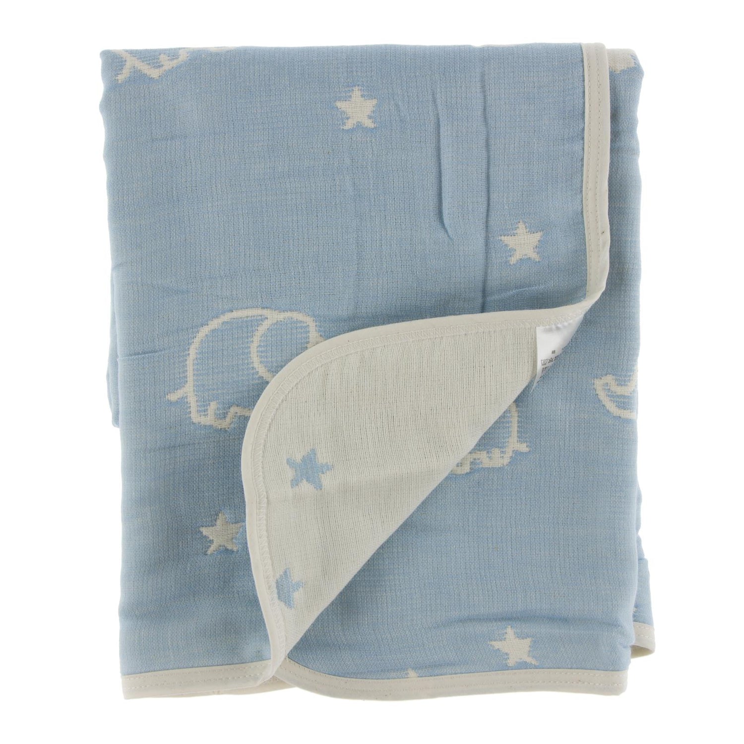 Jacquard Muslin Baby Blanket in Blue Elephant