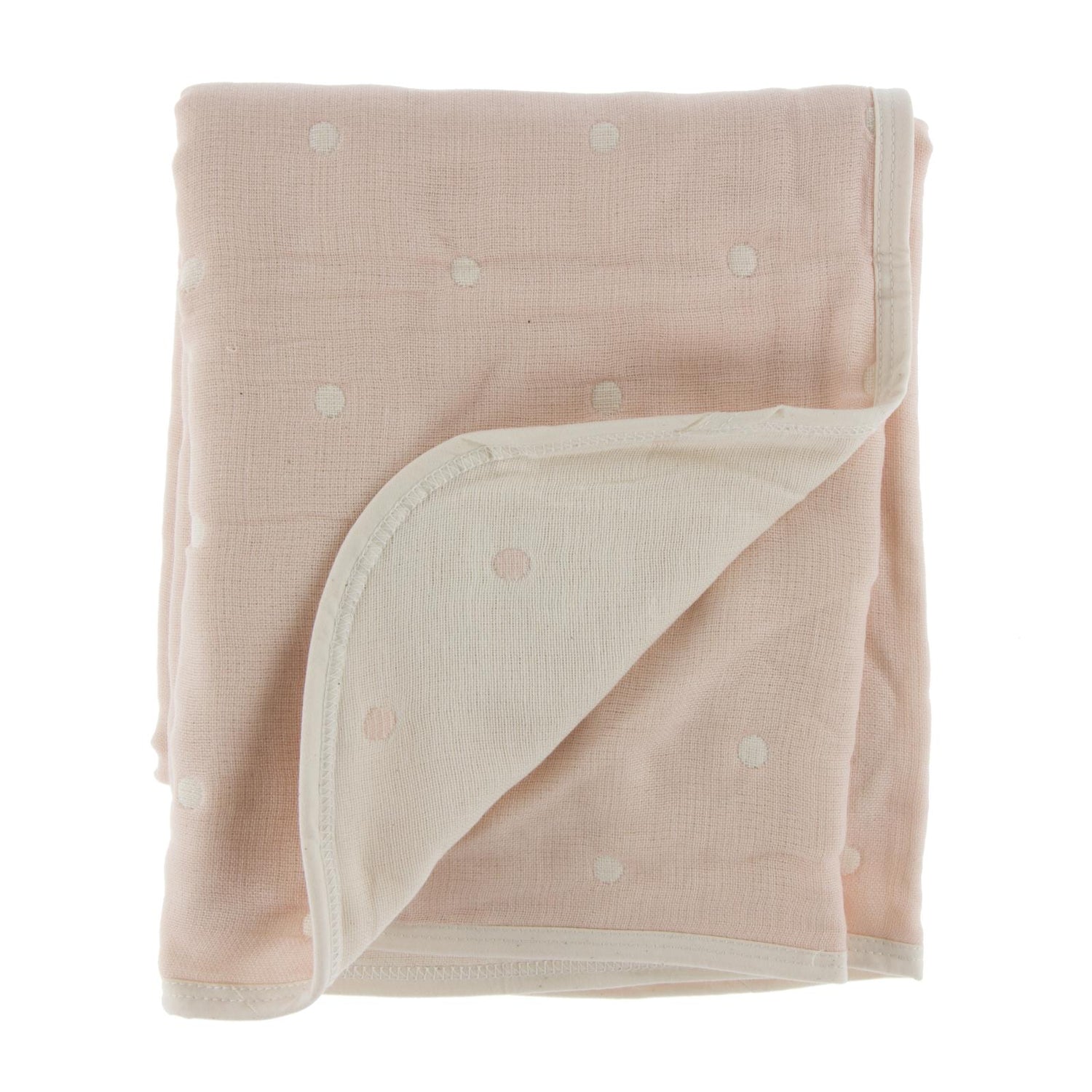 Jacquard Muslin Baby Blanket in Pink Polka Dot
