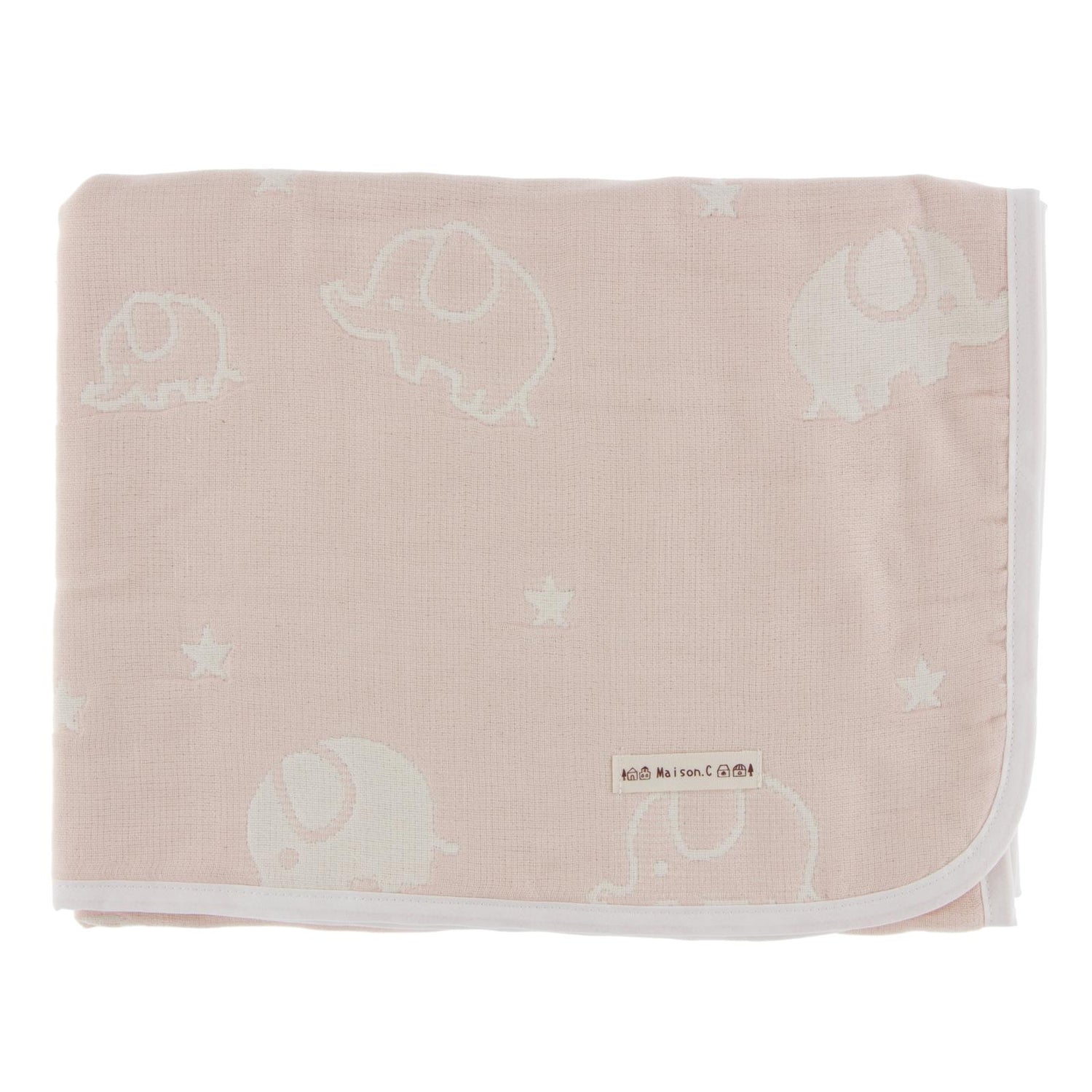 Jacquard Muslin Baby Blanket in Pink Elephant