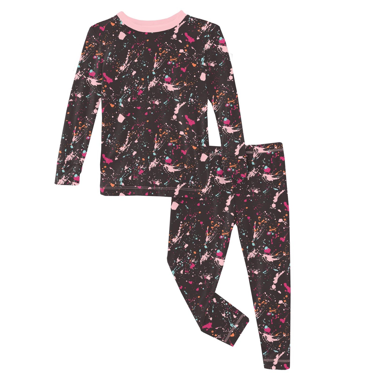 Print Long Sleeve Pajama Set in Calypso Splatter Paint