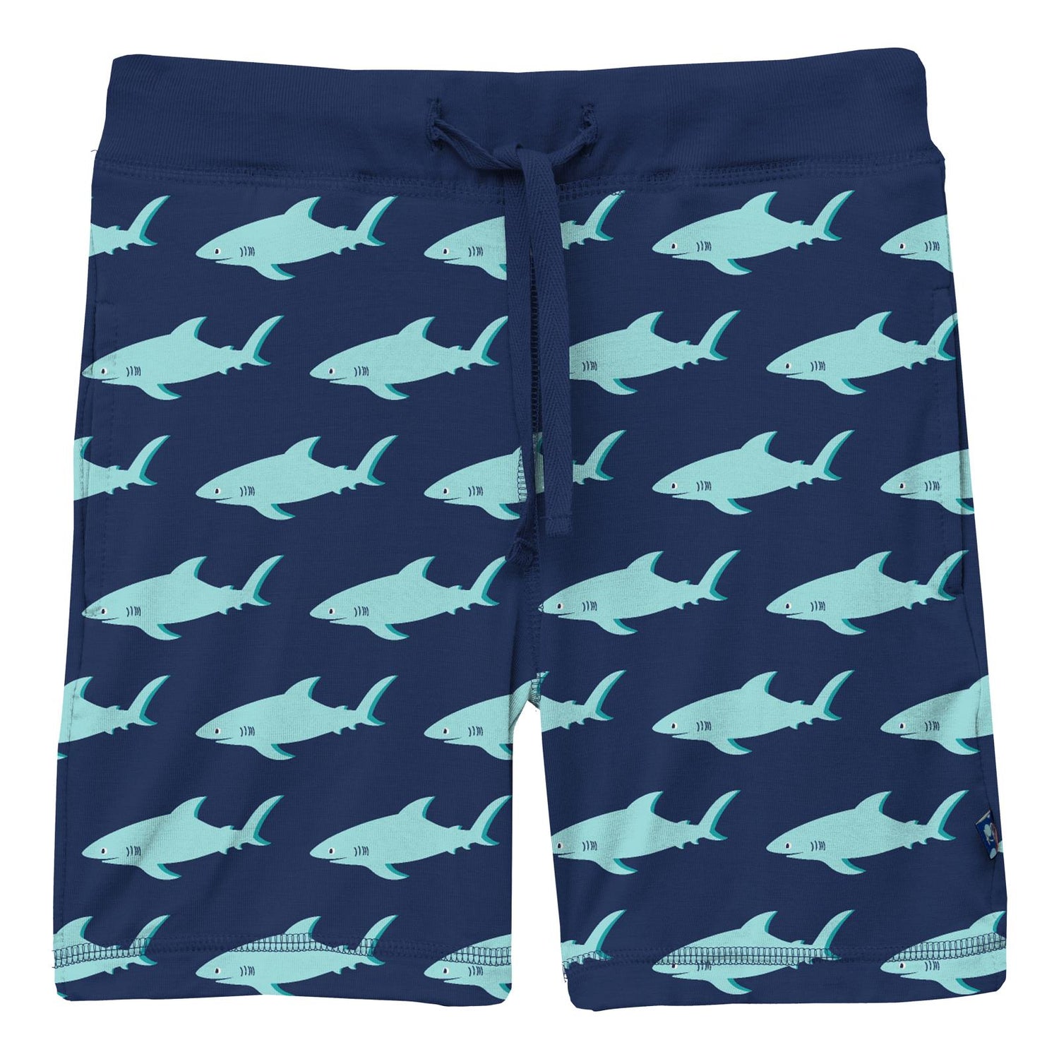 Print Lightweight Drawstring Shorts in Flag Blue Sharky