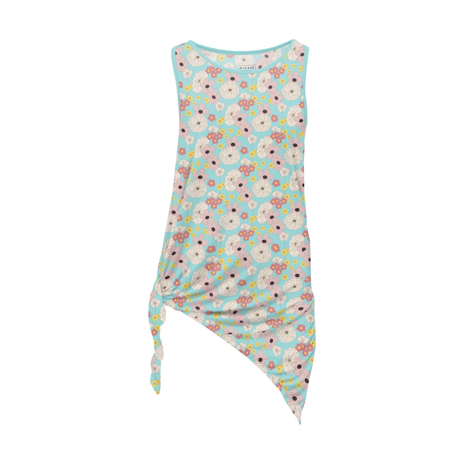 Women's Print Side-Slit Tunic in Summer Sky Flower Power