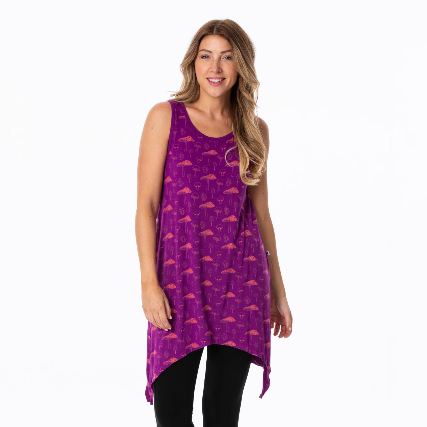 Women's Print Side-Slit Tunic in Starfish Mushrooms