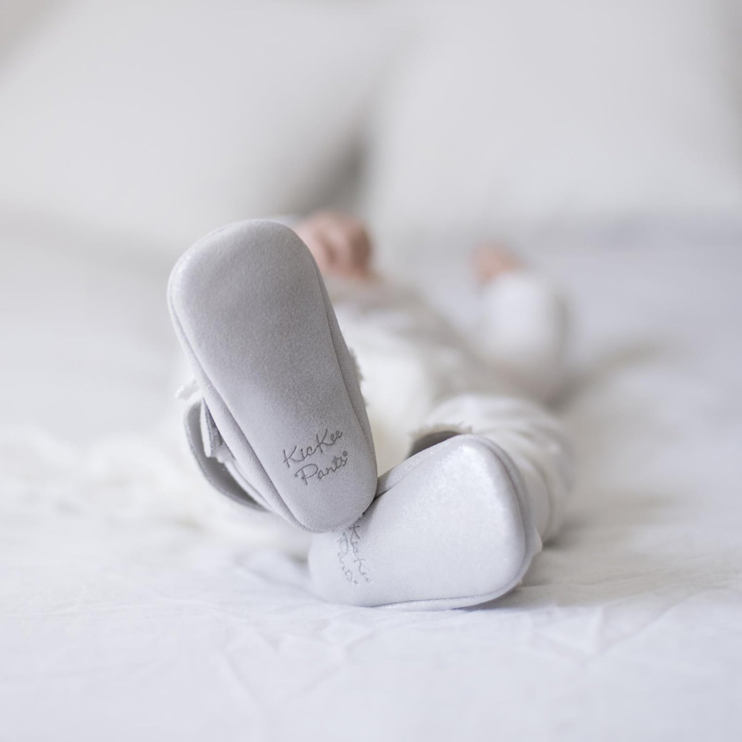 Infant Slip on Booties in Silver