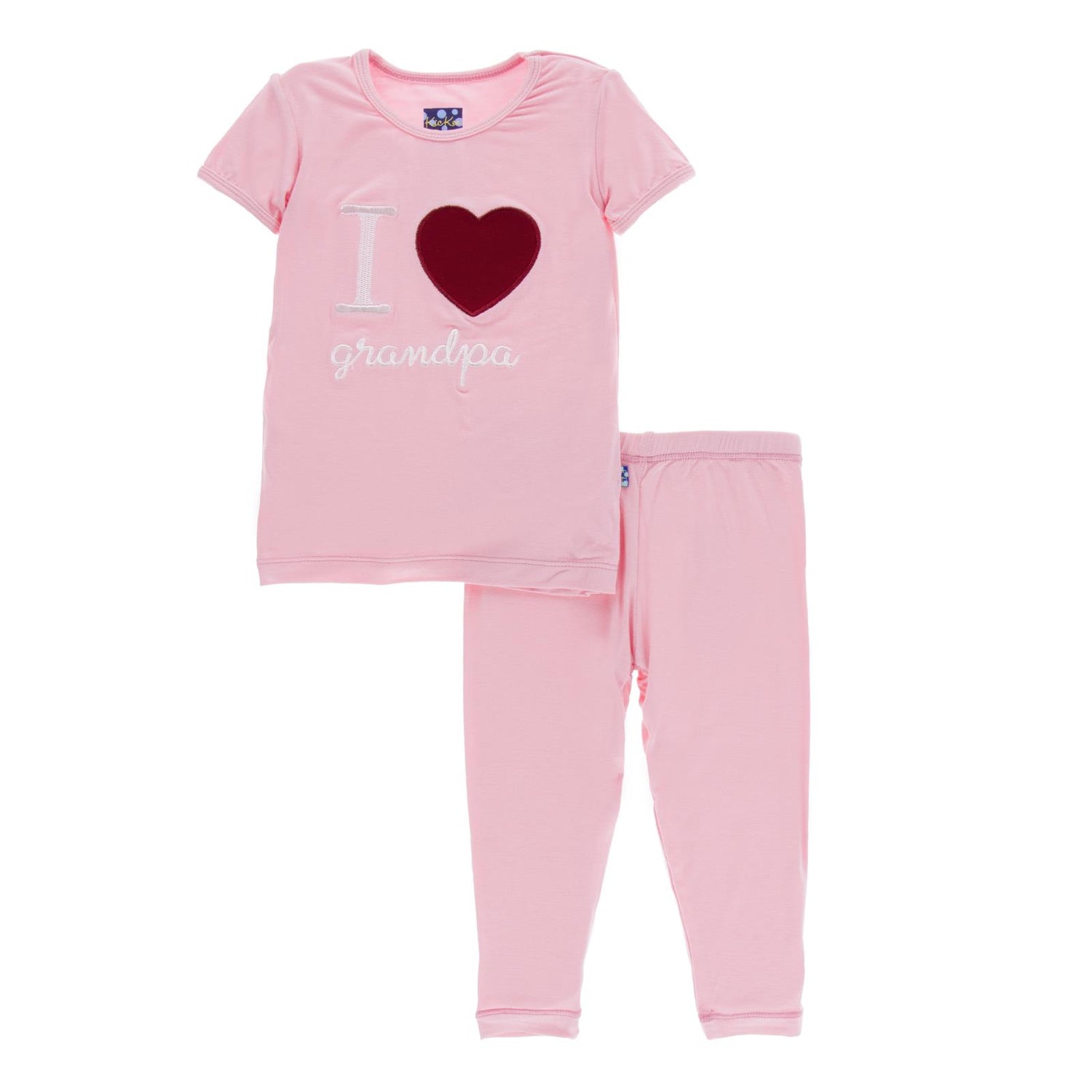 Short Sleeve Applique Pajama Set in Lotus I Love Grandpa