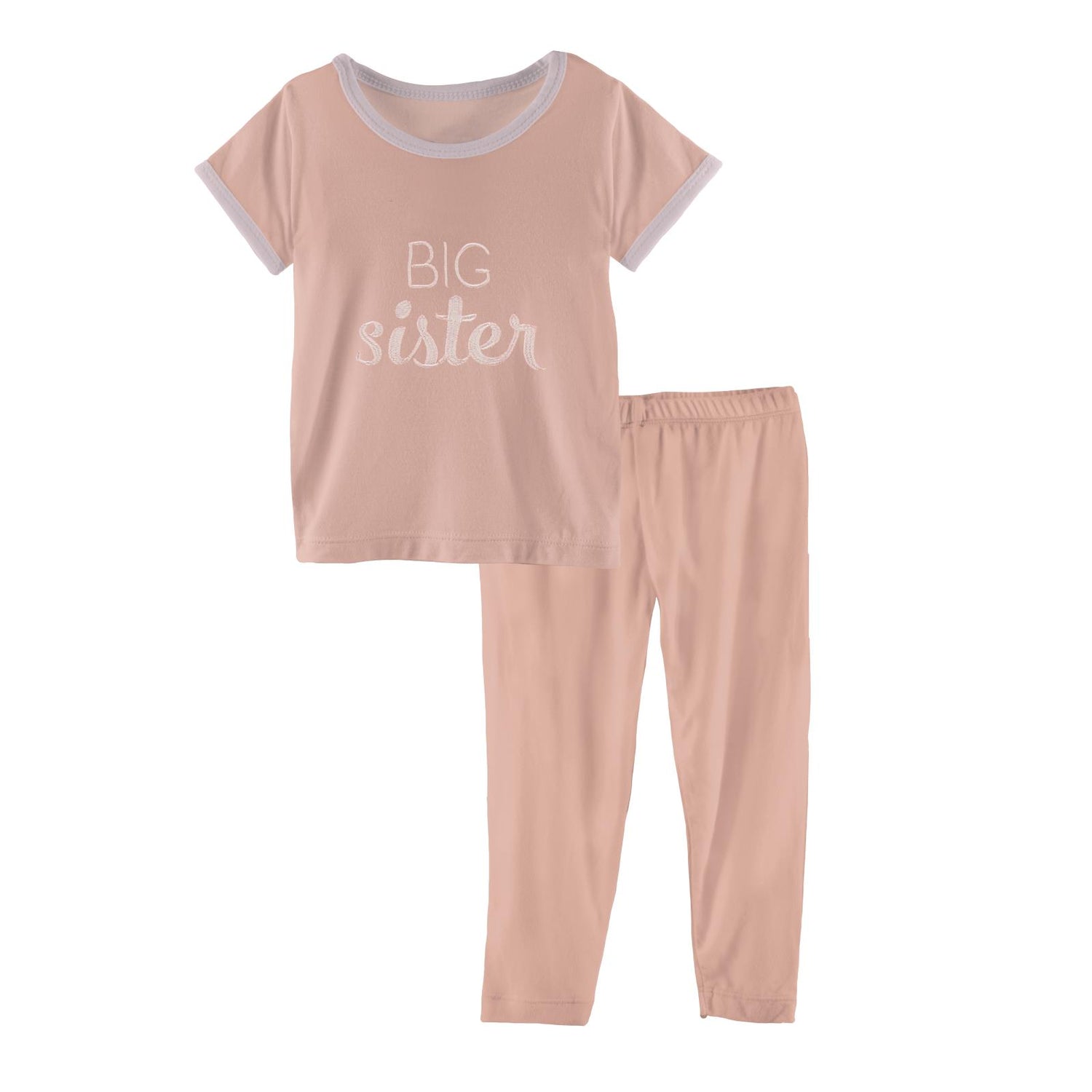 Holiday Short Sleeve Applique Pajama Set in Blush Big Sister