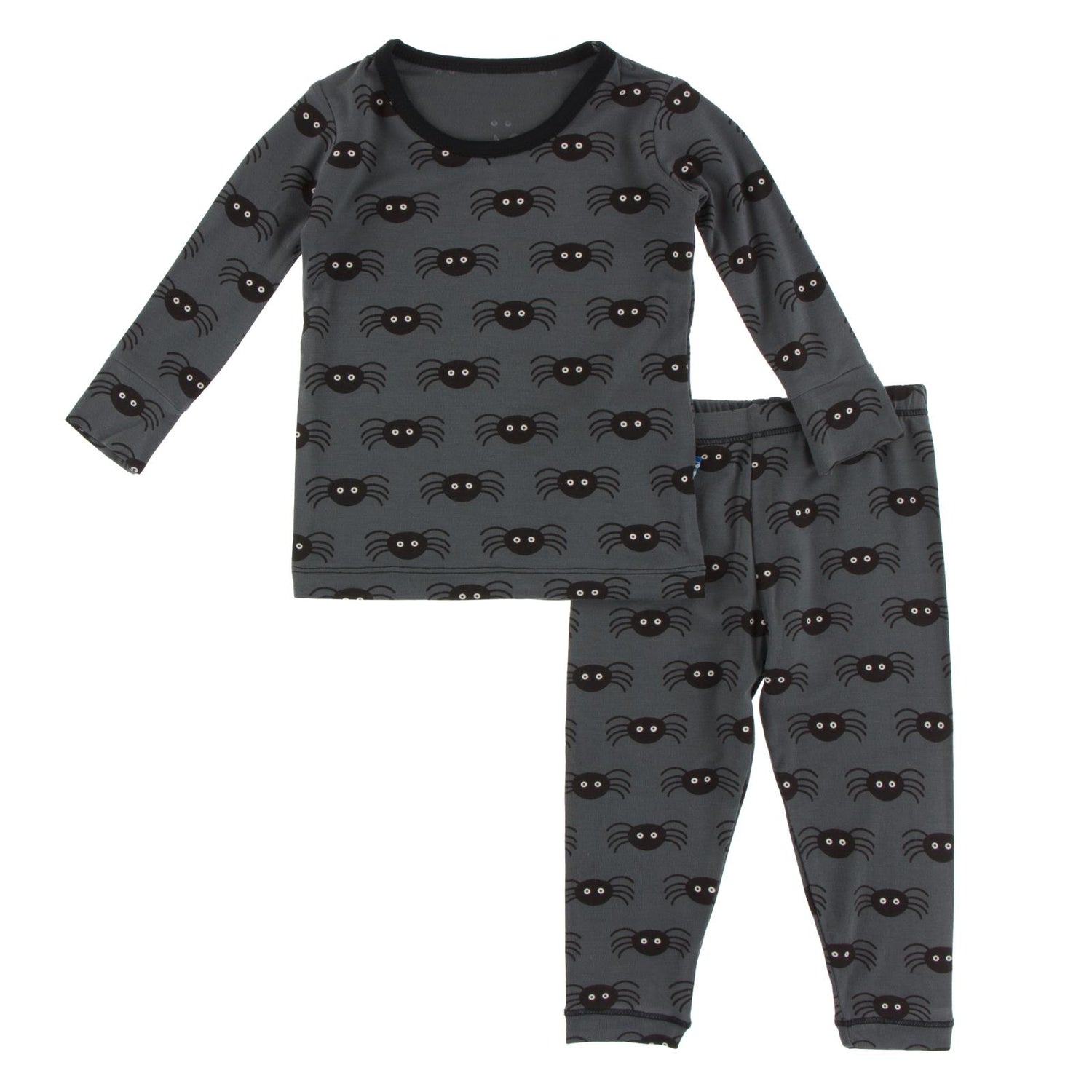 Print Long Sleeve Pajama Set in Stone Spiders