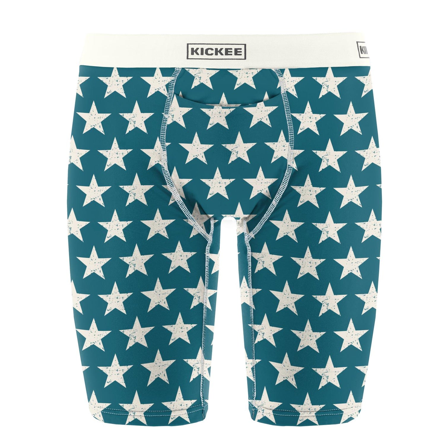 Men's Print Long Boxer Brief with Top Fly in Vintage Stars