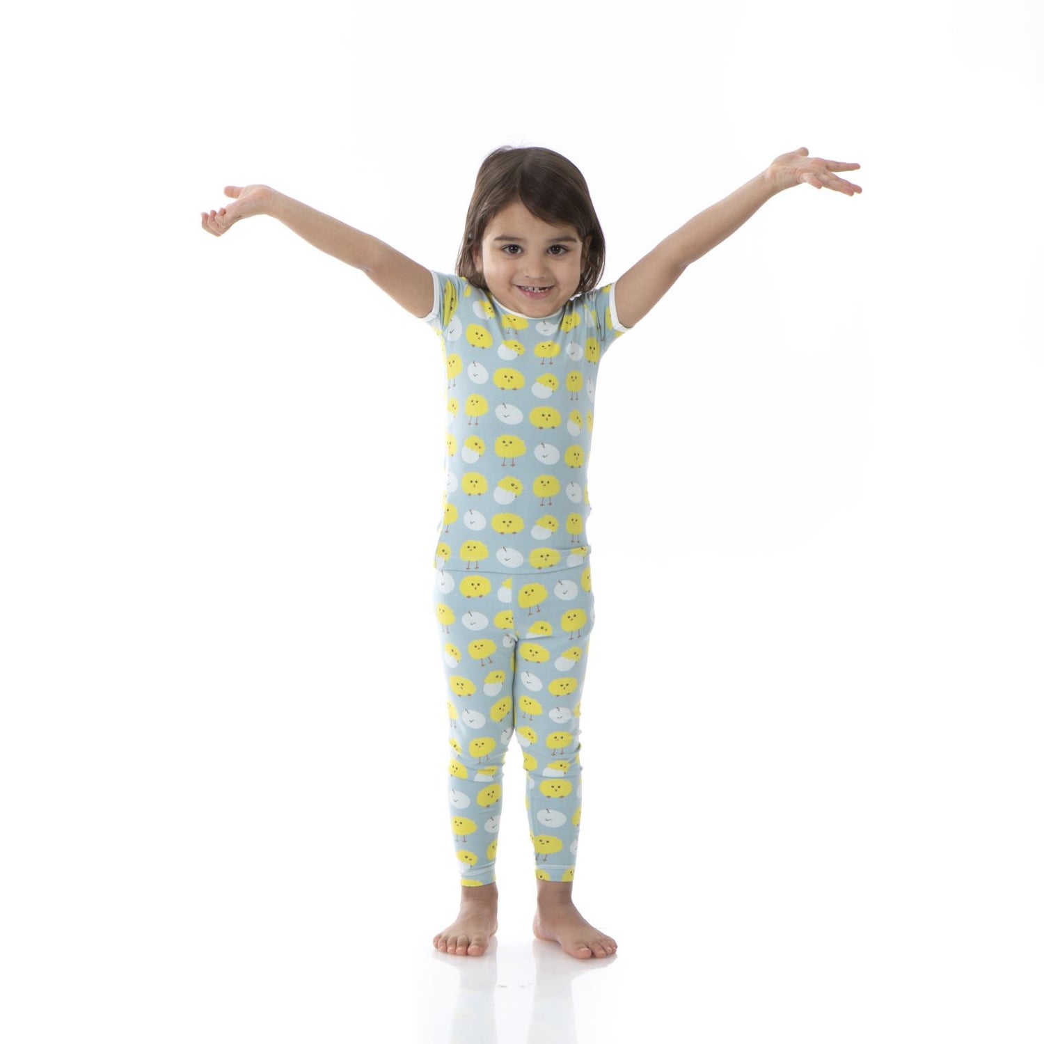 Print Short Sleeve Pajama Set in Jade Peep Peeps