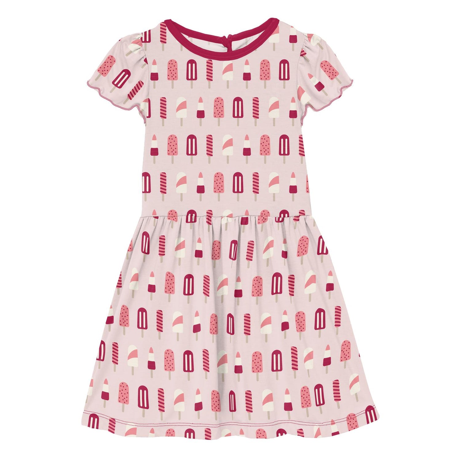 Print Flutter Sleeve Twirl Dress in Macaroon Popsicles