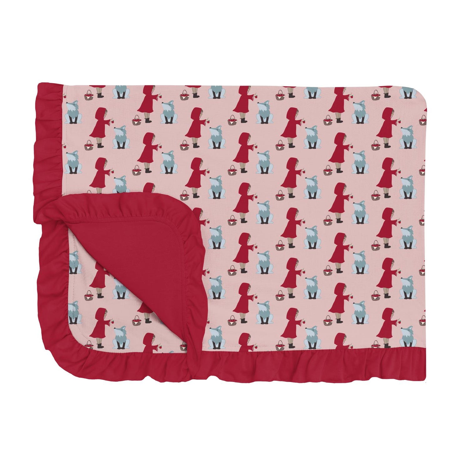 Print Ruffle Toddler Blanket in Baby Rose Little Red Let's Be Friends