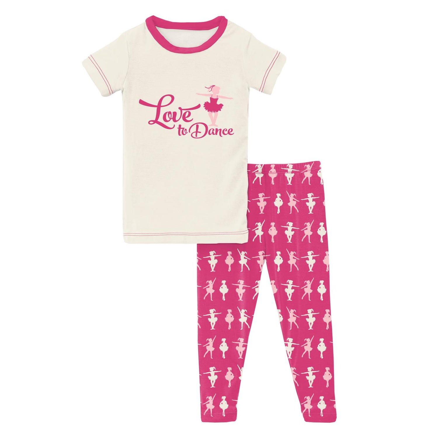 Short Sleeve Graphic Tee Pajama Set in Calypso Ballerina