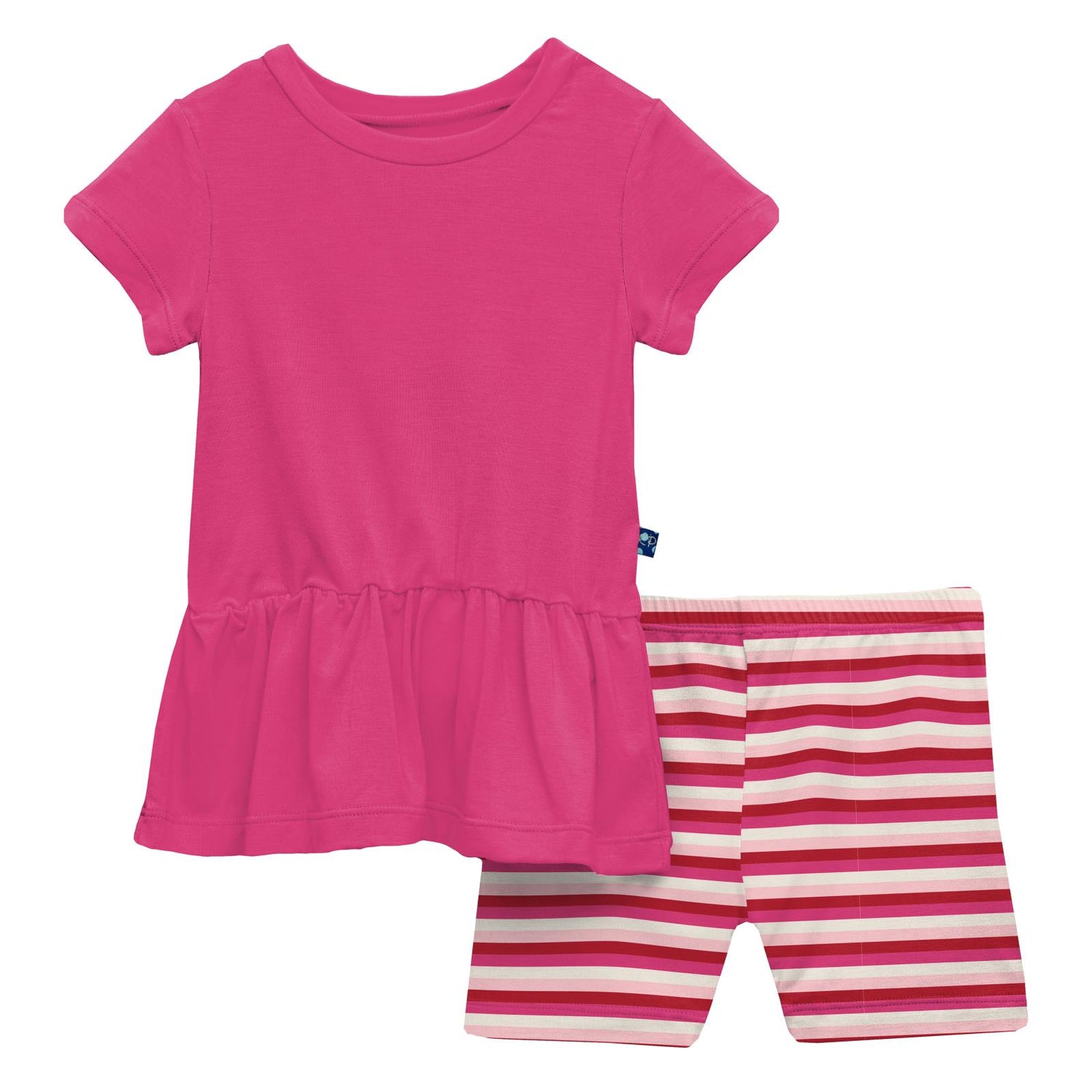 Print Short Sleeve Playtime Outfit Set in Anniversary Candy Stripe