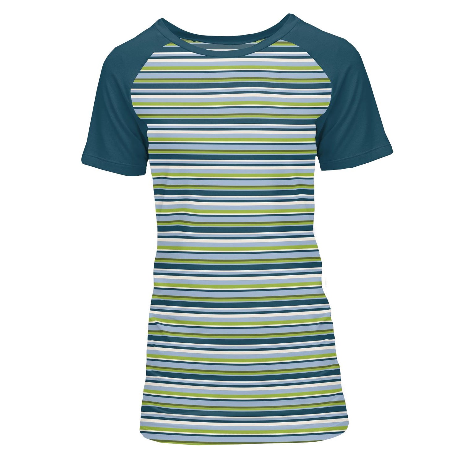 Print Short Sleeve Raglan Maternity Tee in Anniversary Sailaway Stripe