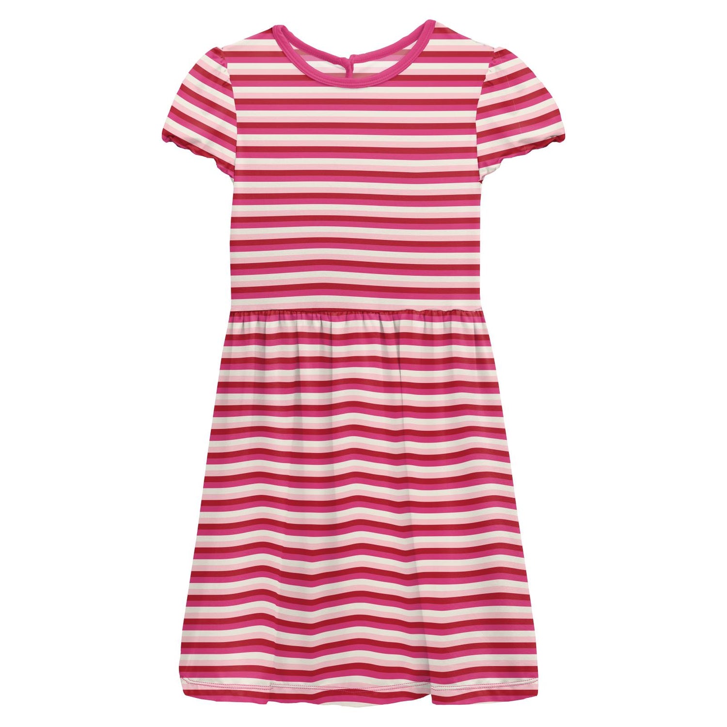 Print Flutter Sleeve Twirl Dress in Anniversary Candy Stripe