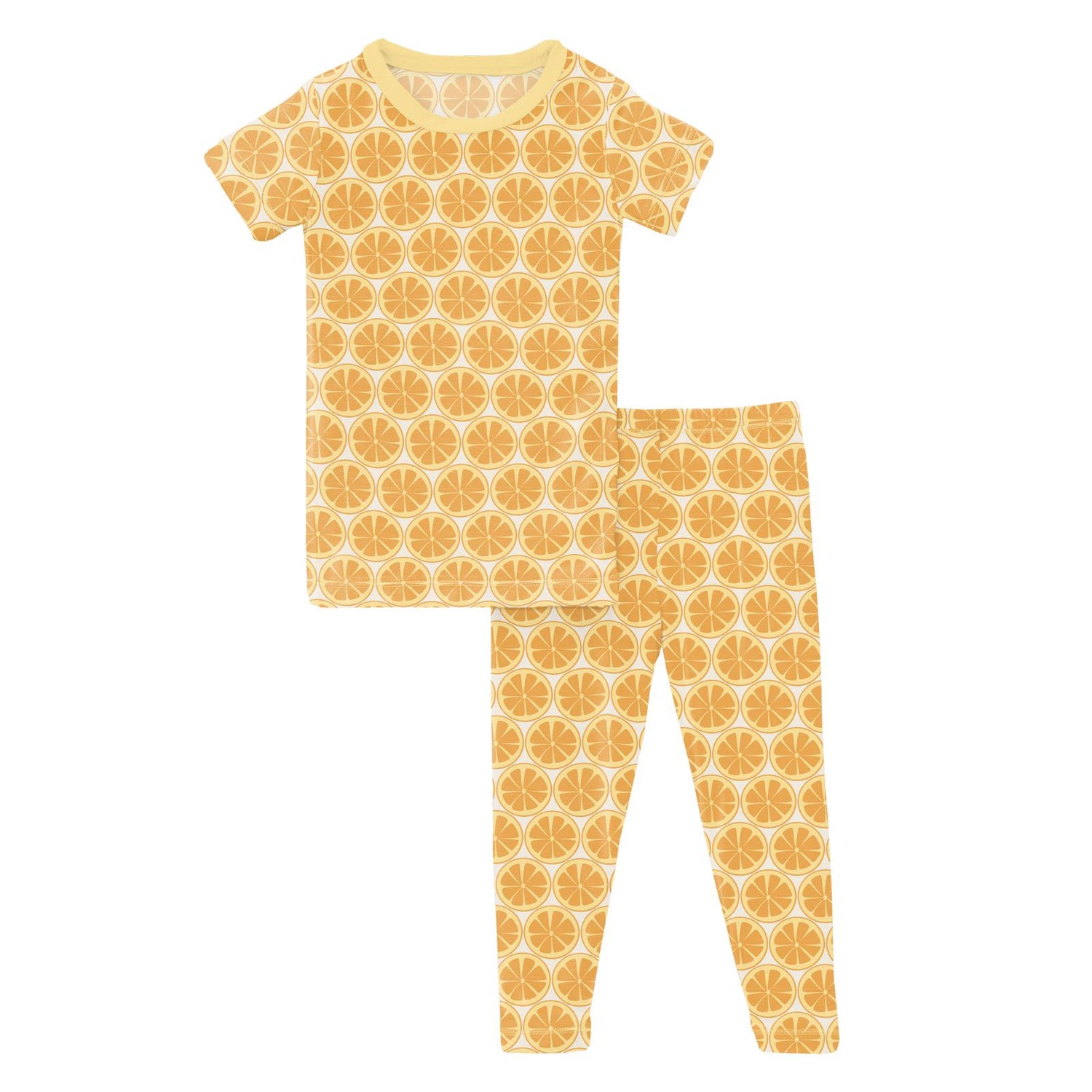 Print Short Sleeve Pajama Set in Natural Lemons