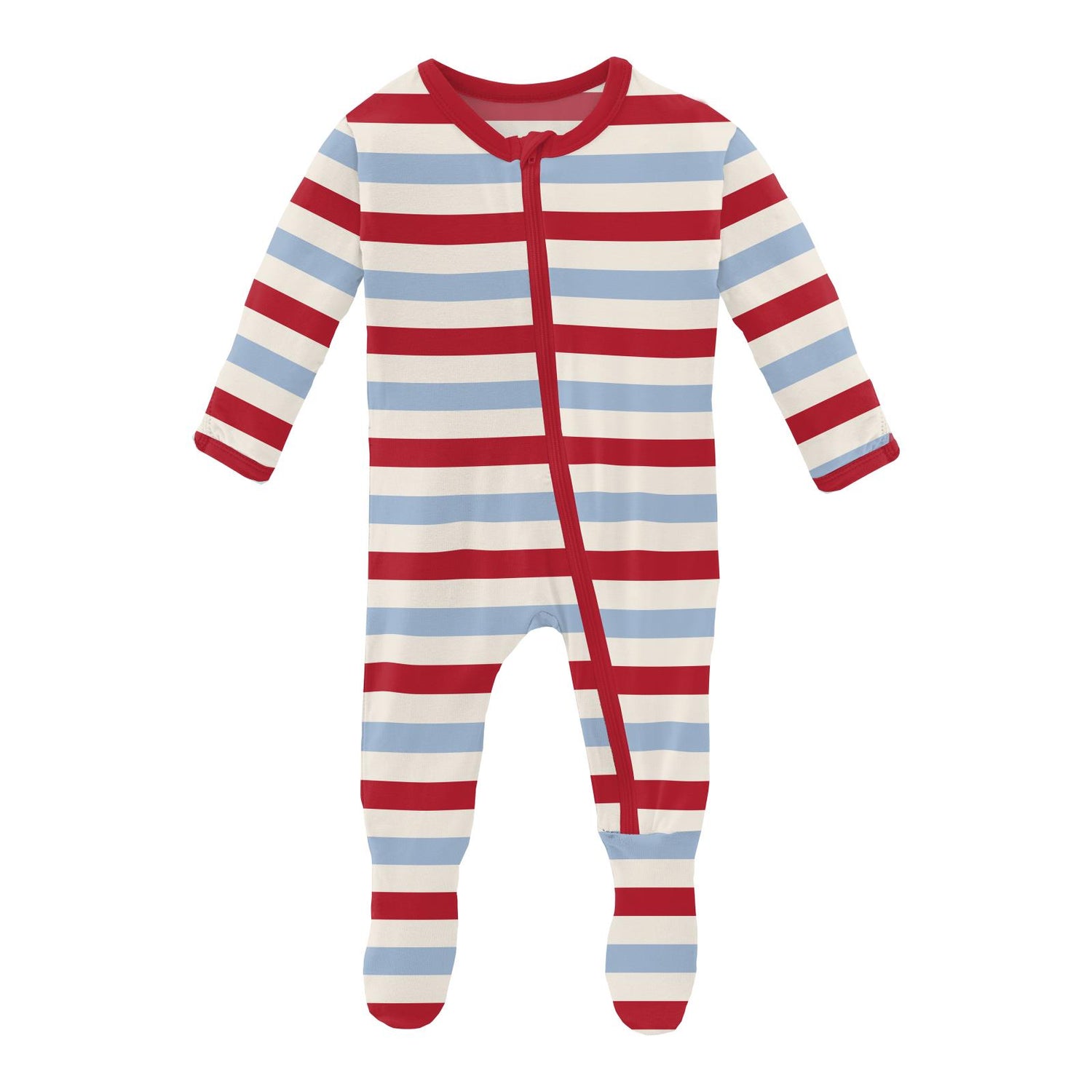 Print Footie with Zipper in Anniversary Balloon Stripe