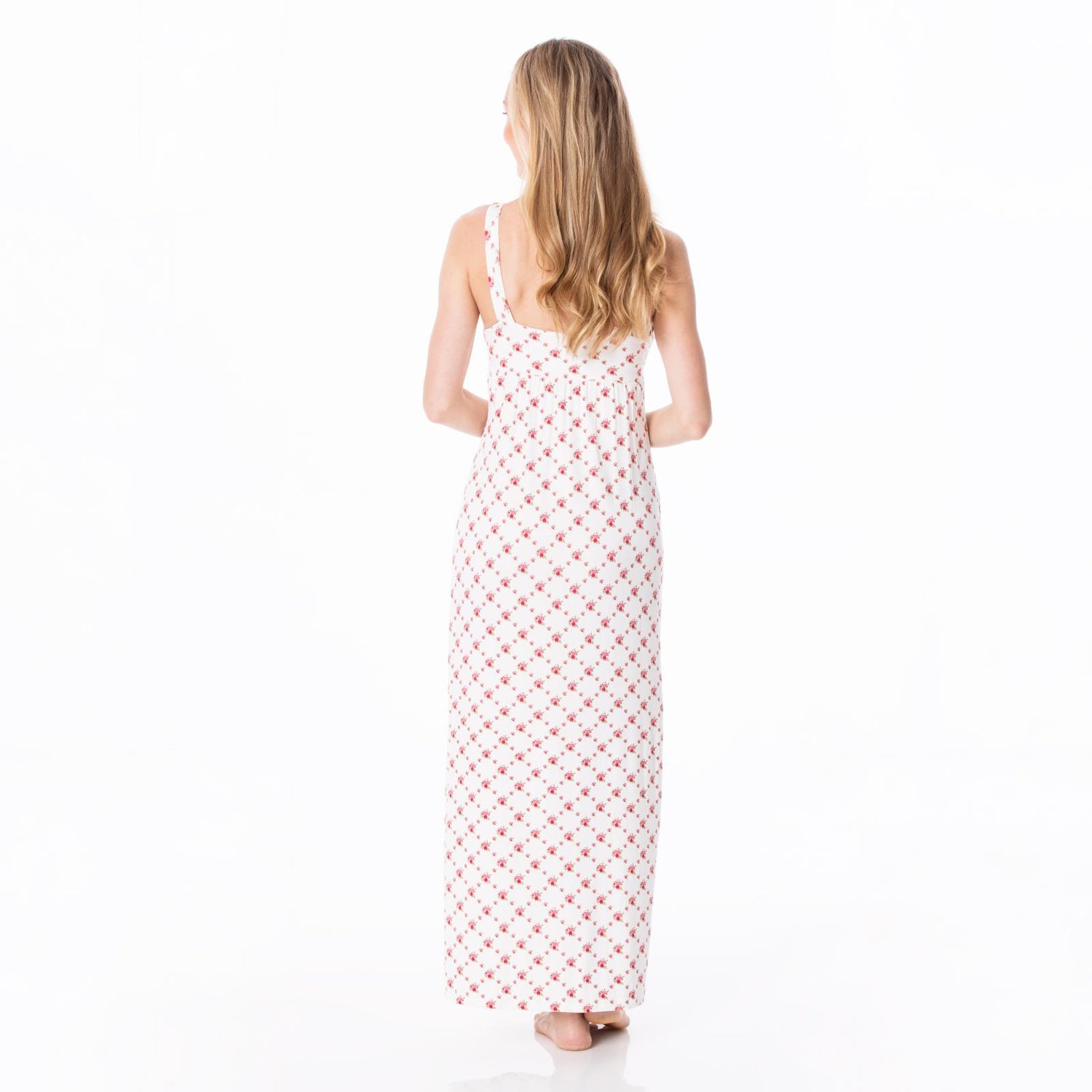 Women's Print Simple Twist Nightgown in Natural Rose Trellis