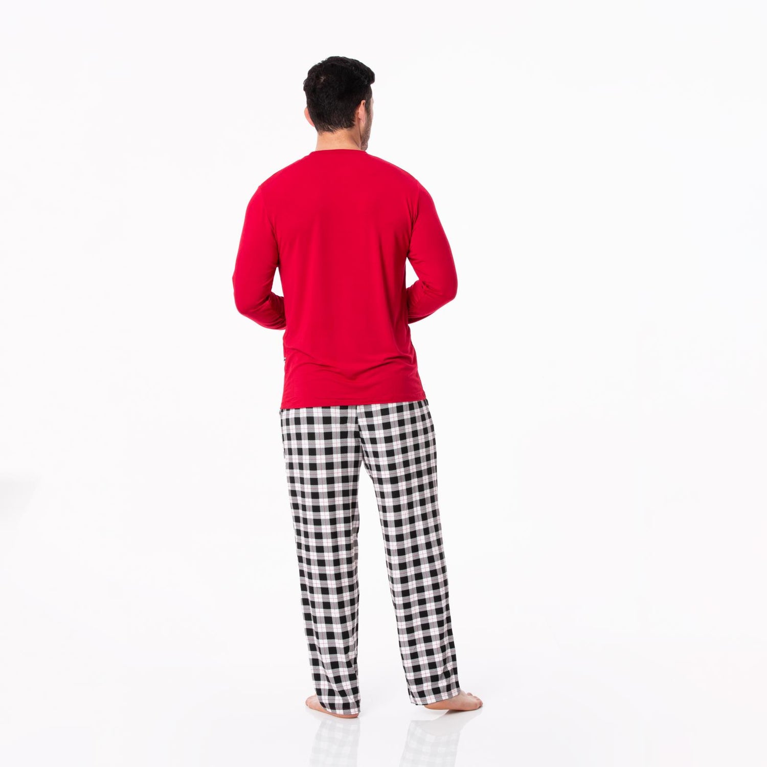 Men's Print Long Sleeve Pajama Set in Midnight Holiday Plaid