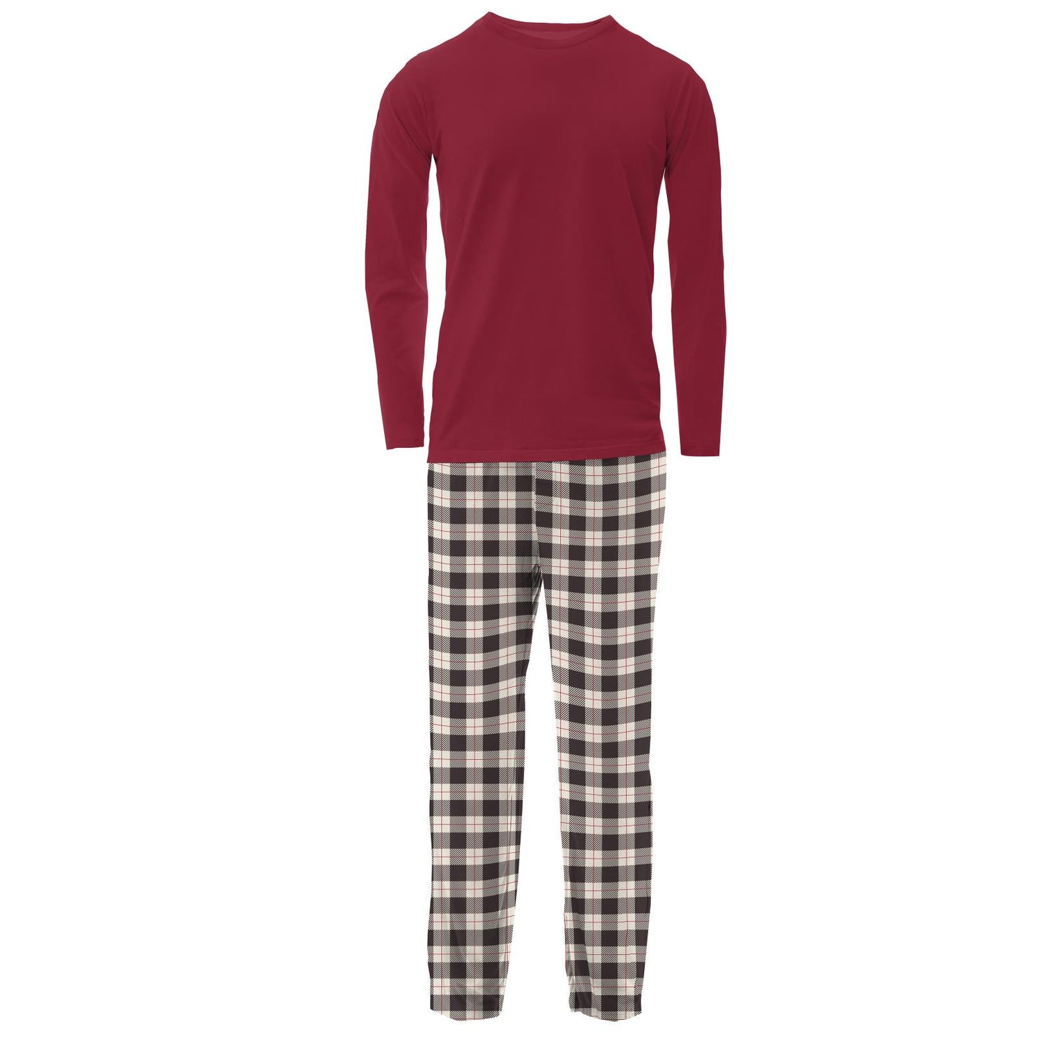 Men's Print Long Sleeve Pajama Set in Midnight Holiday Plaid