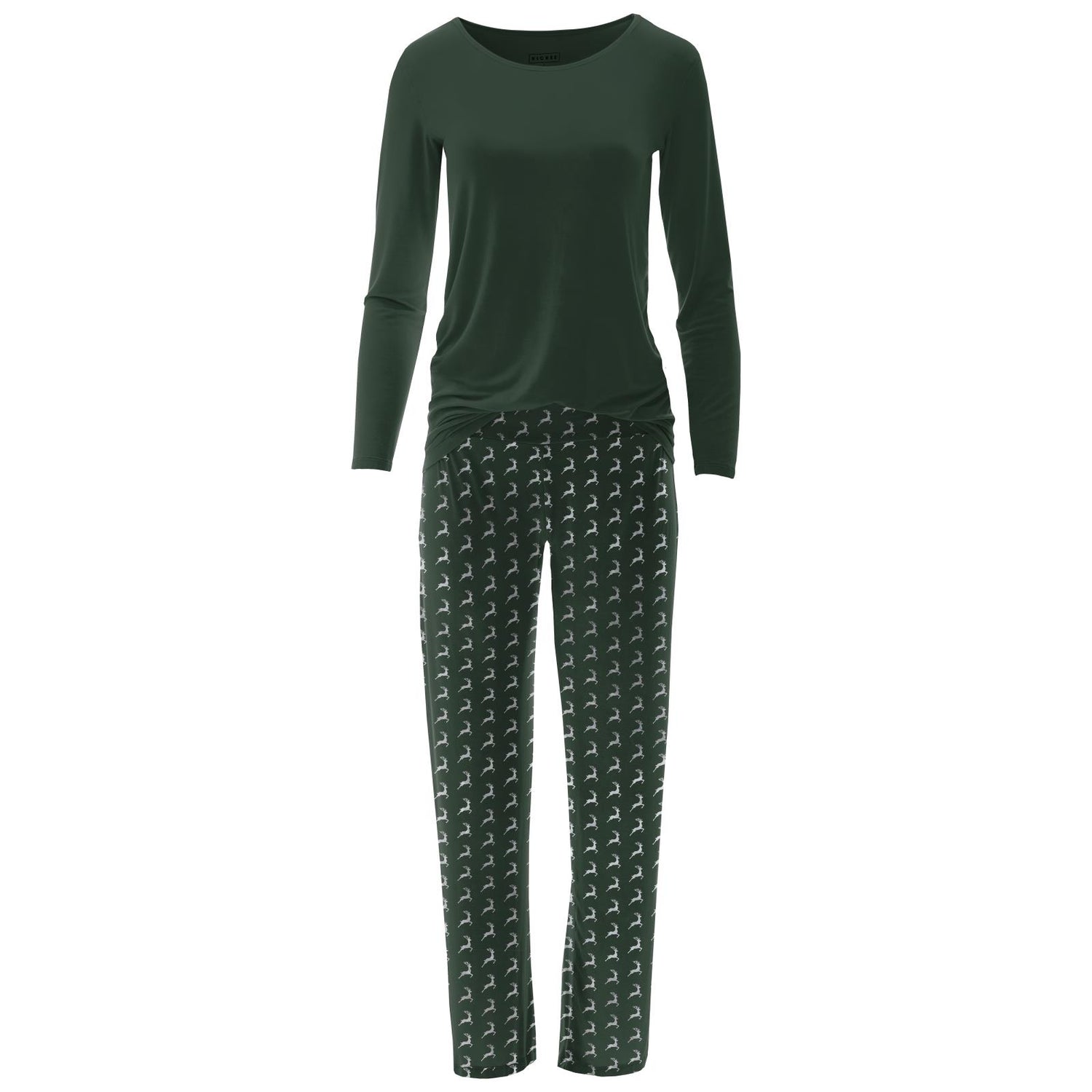 Women's Long Sleeve Loosey Goosey Tee & Pajama Pants Set in Mountain View Reindeer