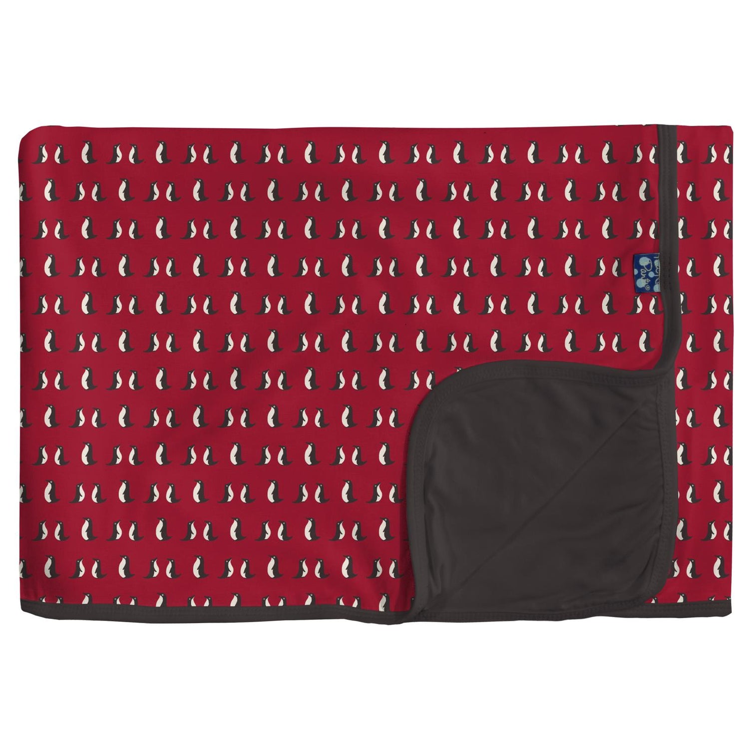 Print Toddler Blanket in Crimson Penguins