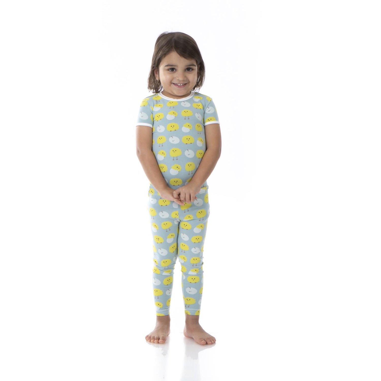 Print Short Sleeve Pajama Set in Jade Peep Peeps