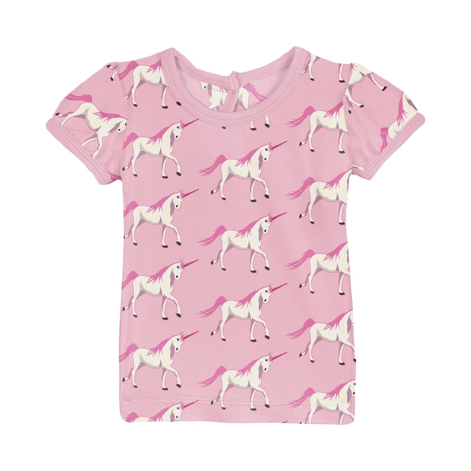 Print Short Sleeve Puff Tee in Cake Pop Prancing Unicorn