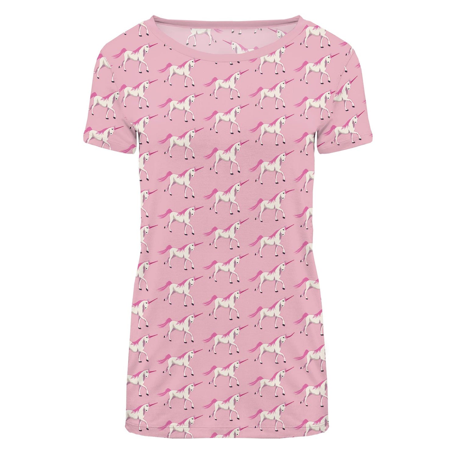 Women's Print Short Sleeve Loosey Goosey Tee in Cake Pop Prancing Unicorn