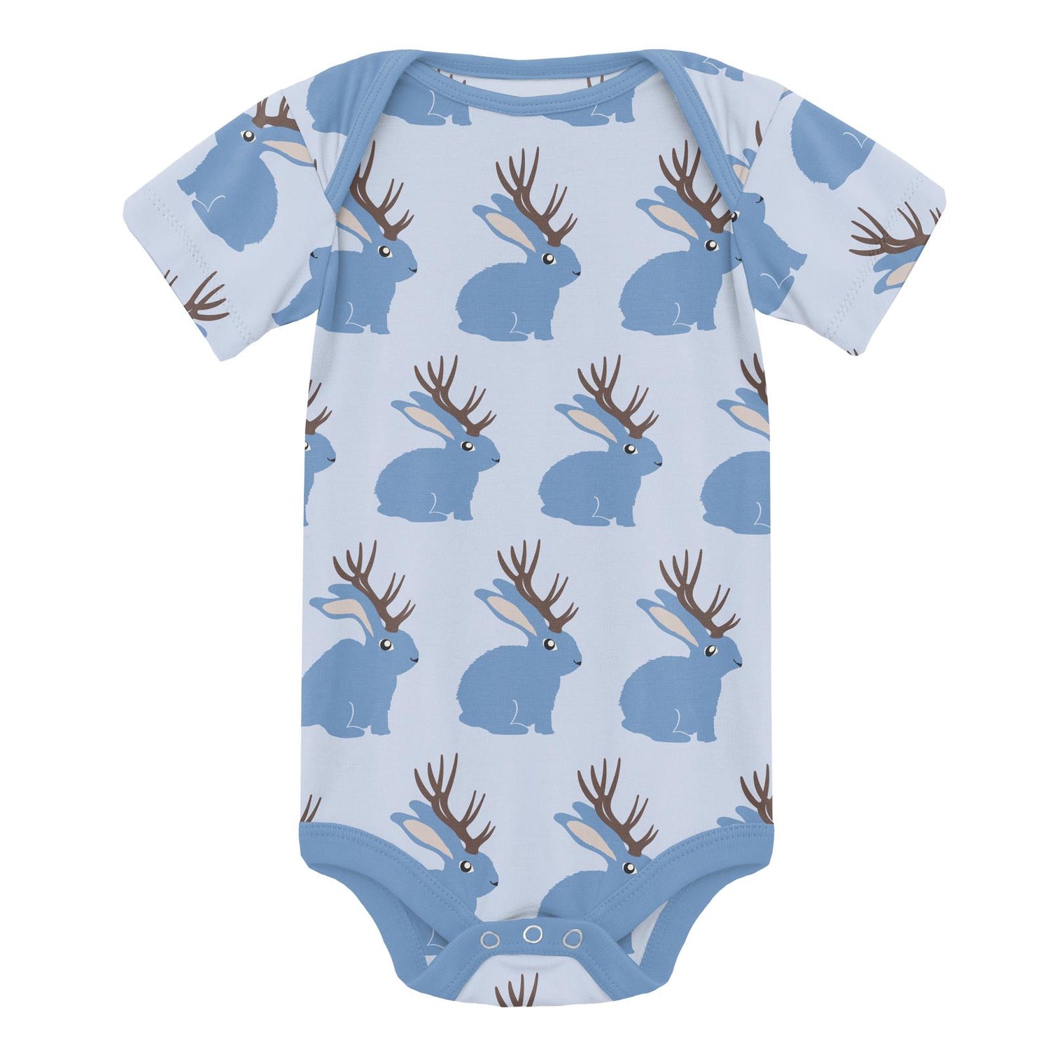 Print Short Sleeve One Piece Set of 2 in Dream Blue & Dew Jackalope