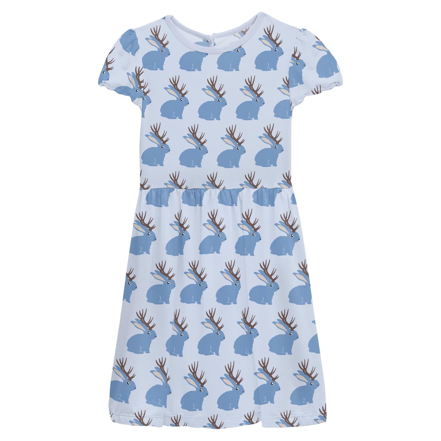 Print Flutter Sleeve Twirl Dress with Pockets in Dew Jackalope