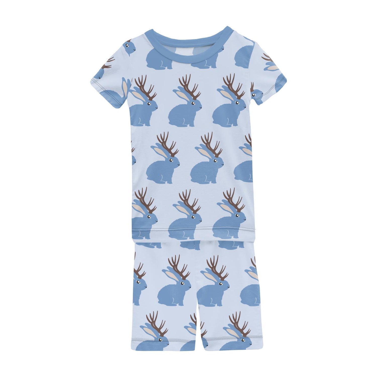 Print Short Sleeve Pajama Set with Shorts in Dew Jackalope