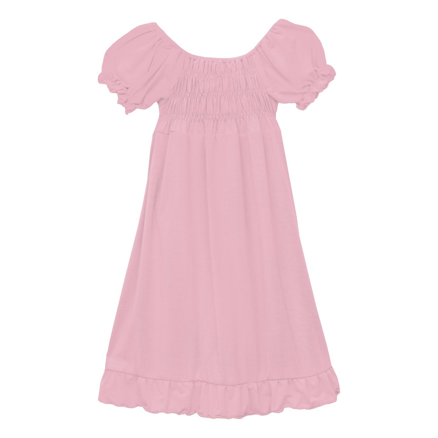 Short Sleeve Gathered Dress in Cake Pop