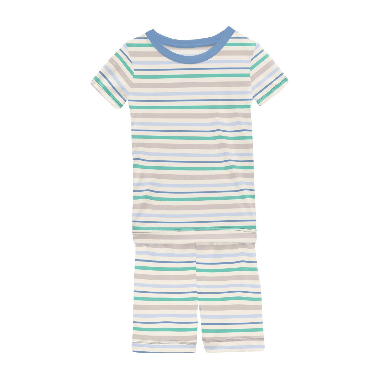 Print Short Sleeve Pajama Set with Shorts in Mythical Stripe