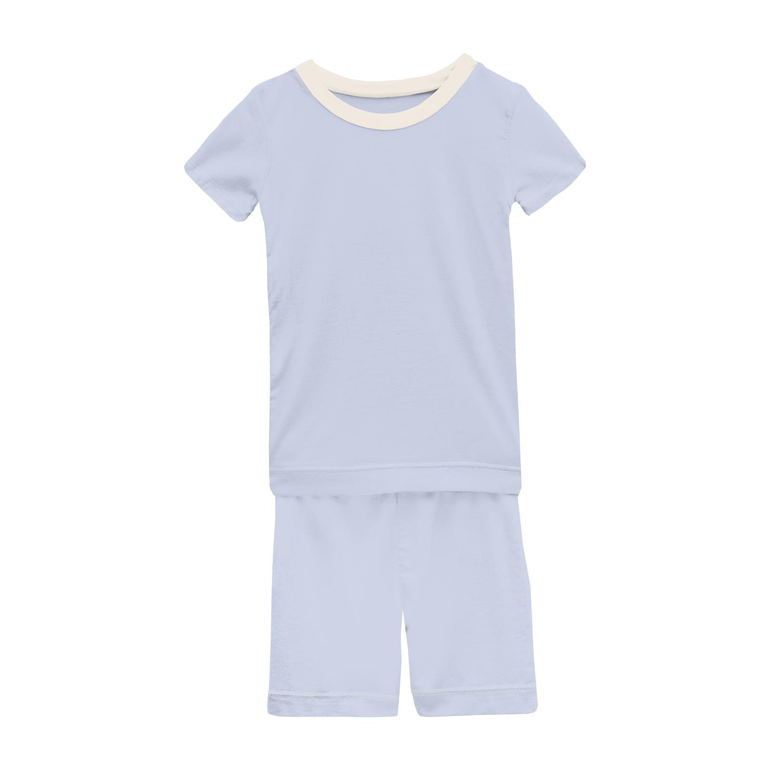 Short Sleeve Pajama Set with Shorts in Dew with Natural