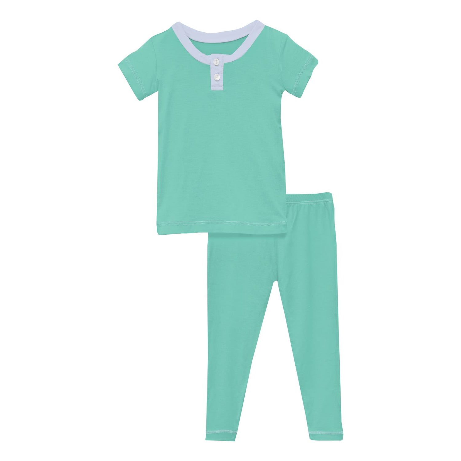 Short Sleeve Henley Pajama Set in Glass with Dew